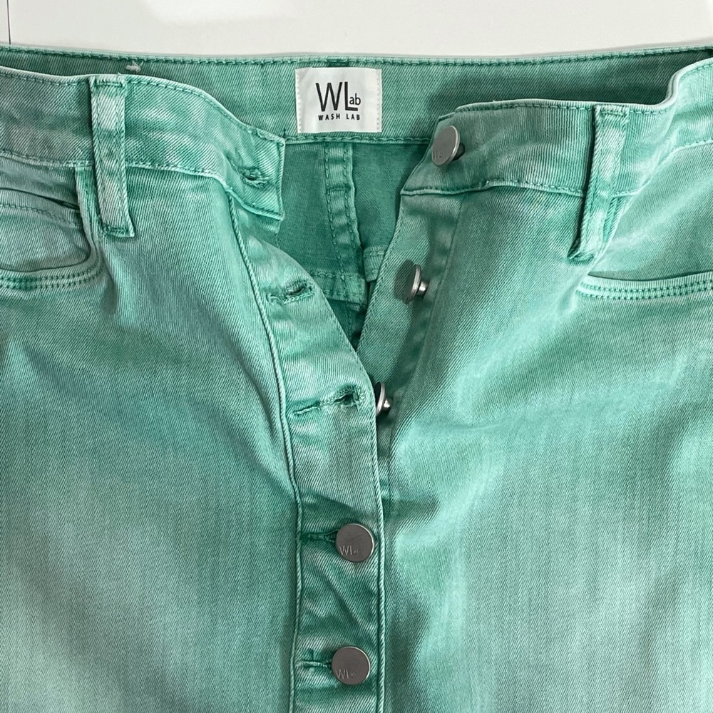 WASH LAB Button Front Denim Skirt